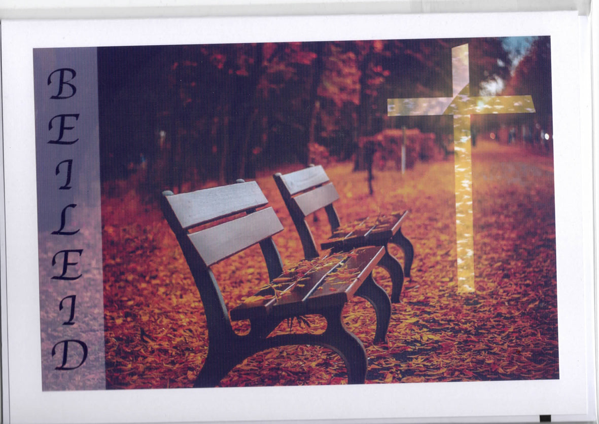 Fotokarte Trauer Bänke im Herbst
